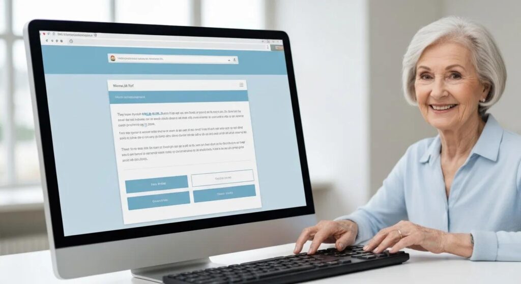 Computer screen showing website accessibility issues, highlighting barriers faced by users